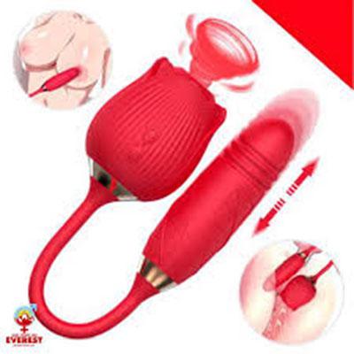 Trứng rung hoa hồng rung thụt kết hợp lưỡi liếm siêu kích thích
